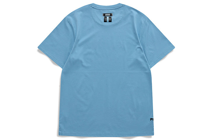 Men's FILA FUSION Alphabet Logo Printing Sports Knit Short Sleeve Blue T11M121114F-DB