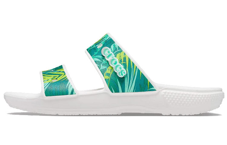 (WMNS) Crocs Classic Tropical Outdoor Flat Heel Sports Slippers White Green 207183-94S