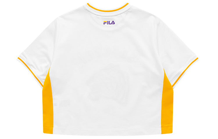 (WMNS) Fila FUSION Printing Splicing Round Neck Short Sleeve White T11W112101F-WT