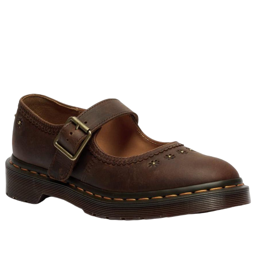 (WMNS) Dr. Martens Mary Jane Flower Shoes 'Dark Brown' 42391200