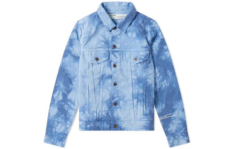 Off-White x END.CHEMICAL WASH Slim Back Arrow Tie Dye Denim Jacket Blue OMYE005G19G610238801