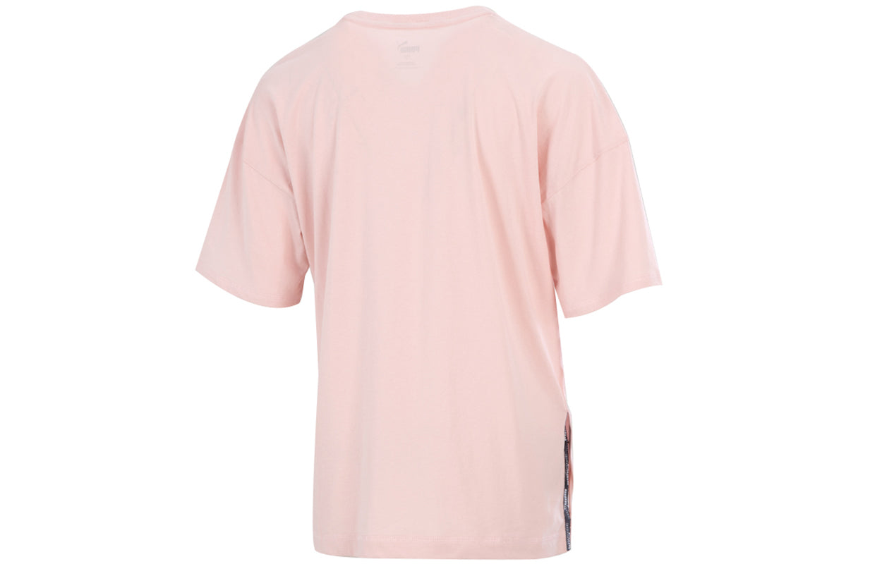 (WMNS) PUMA Power Logo Printing Round Neck Sports Short Sleeve Pink Red 847703-36