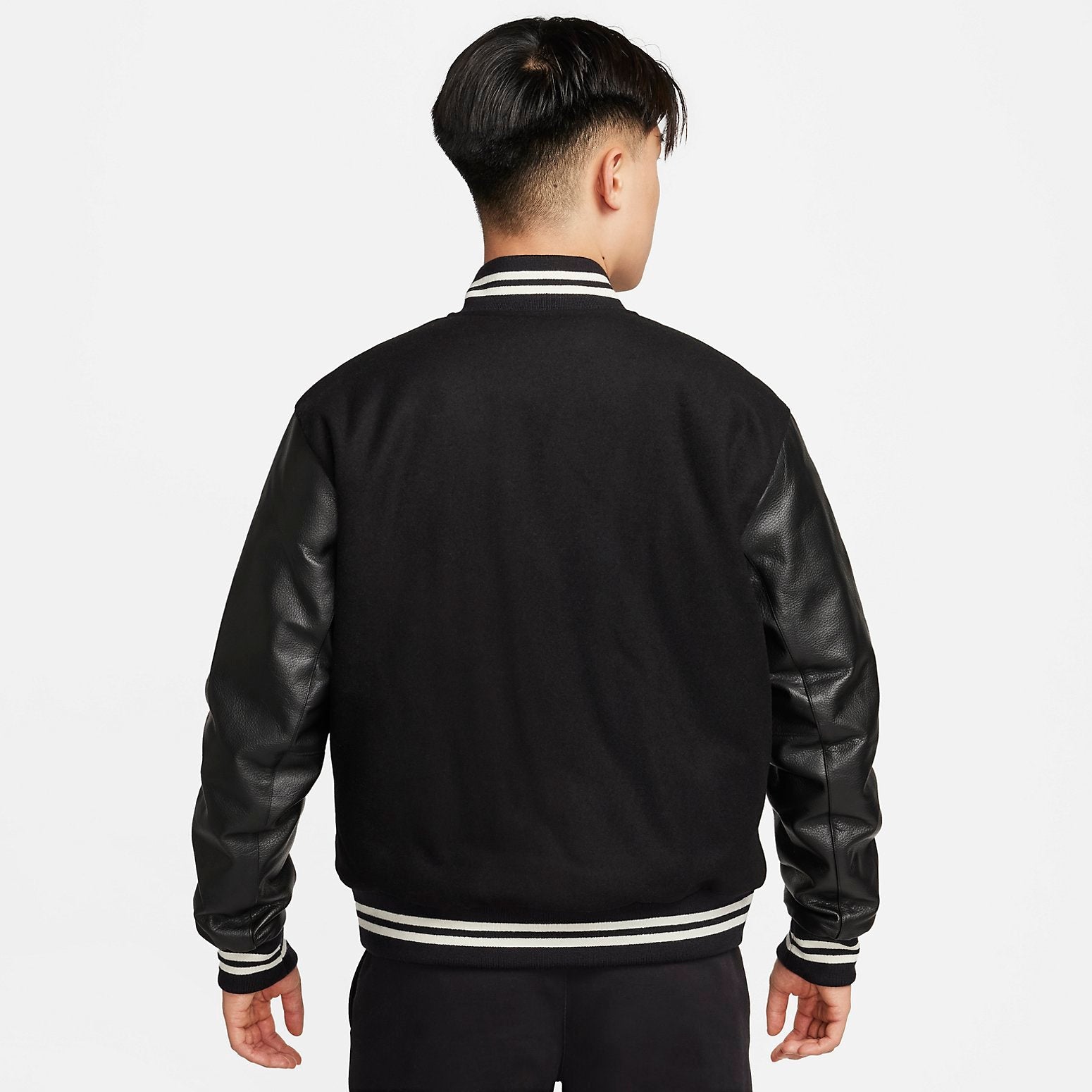 Nike Authenthics Varsity Jacket Asia Sizing 'Black White' FD7846-010
