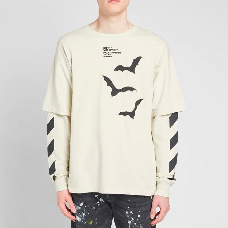 Off-White Diagonal Bats Double Sleeve For Men White OMAB022E191850074810