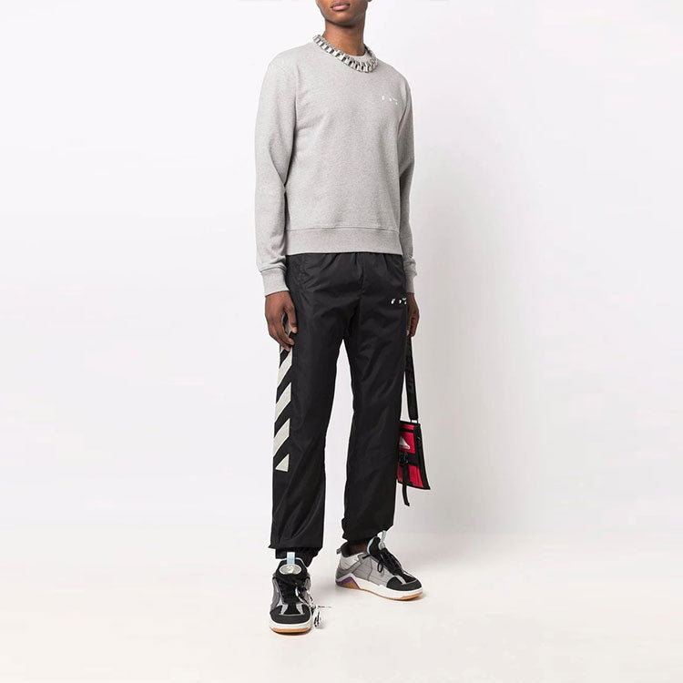 Men's Off-White FW21 Logo Diagonal Stripes Bundle Feet Sports Pants/Trousers/Joggers Black OMCJ001F21FAB0011017
