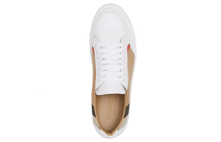 (WMNS) Burberry 25 Check and Leather Sneakers 'Optic White' 80567121