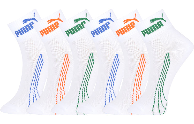 PUMA Casual Short Socks 3 Pack 'White Green Orange Blue' 701223916-001