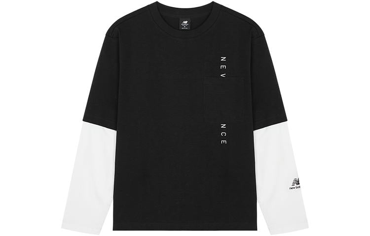 New Balance Casual Logo Top Asia Sizing 'Black White' AMT23306-BK