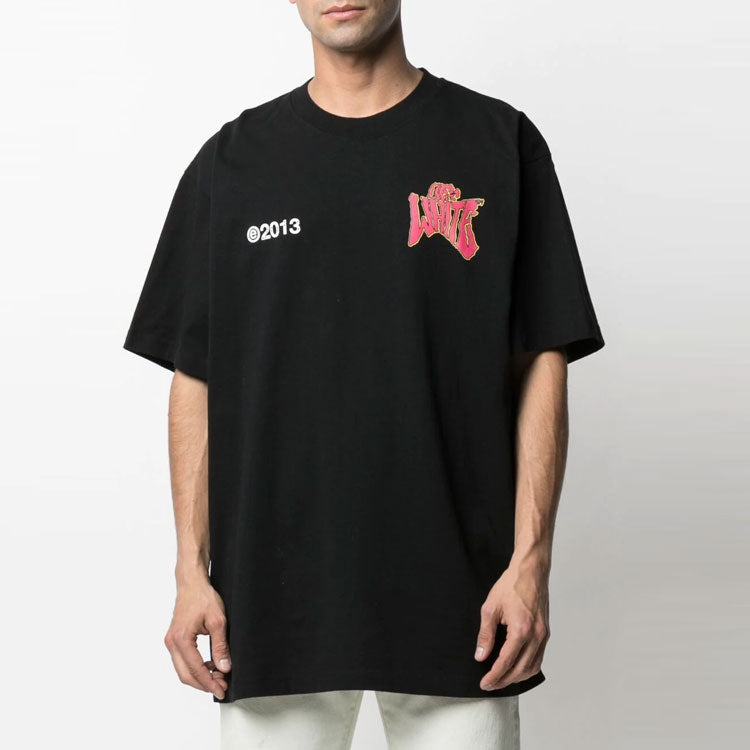 Off-White SS21 Alphabet Logo Printing Short Sleeve Loose Fit Black OMAA038S21JER0101025