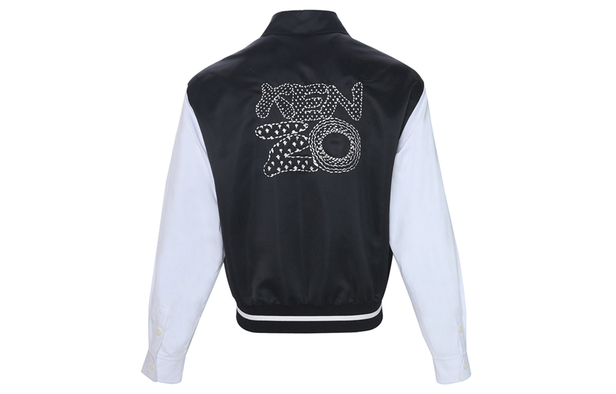 Men's KENZO Stand Collar Casual Tops Jacket Black White Colorblock FA55BL1961NS-99