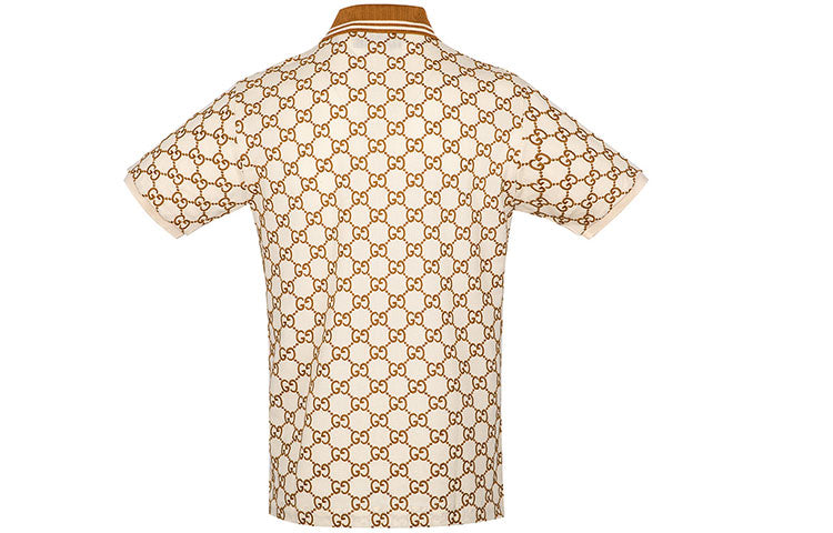Men's Gucci Cotton Business Casual Short Sleeve Beige Polo Shirt 598956-XJB0U-9059