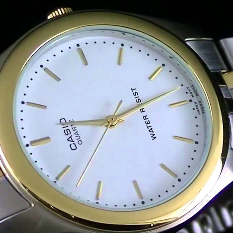 CASIO Waterproof Mens GoldSilver Analog MTP-1129G-7A