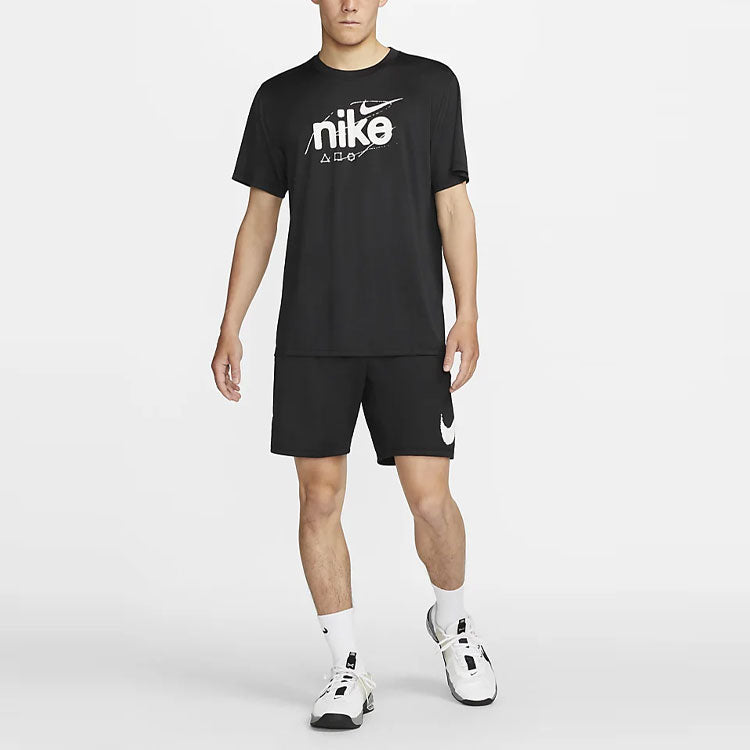Men's Nike Printing Logo Knit Training Shorts Black DQ4813-010