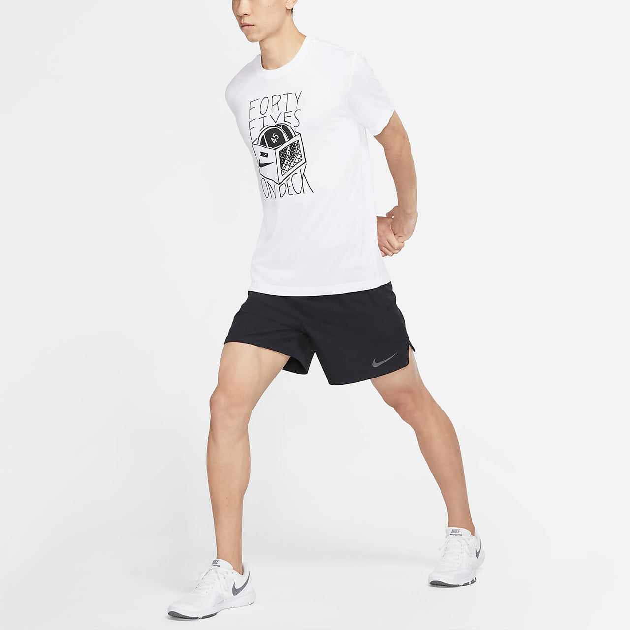 Nike Dri-FIT Sports Training Printing Pattern Quick Dry Round Neck Short Sleeve White DA0612-100