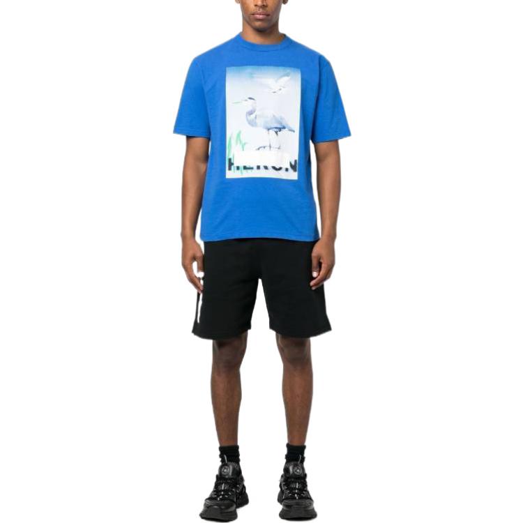 HERON PRESTON SS23 Censored Heron T-shirt 'Blue' HMAA032S23JER0024540