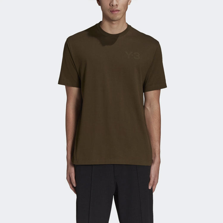 Men's Y-3 SS21 Logo Short Sleeve Dark Green T-Shirt GV4113