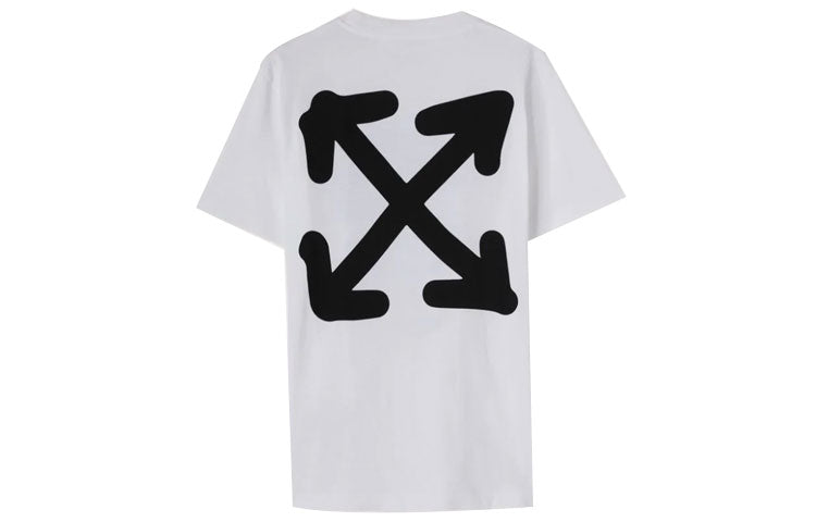Men's Off-White FW22 Pattern Printing Round Neck Pullover Short Sleeve Version White T-Shirt OMAA027F22JER0100110