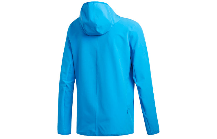 Men's adidas Alphabet Stripe Running Sports Hooded Jacket Bright Blue CY5775