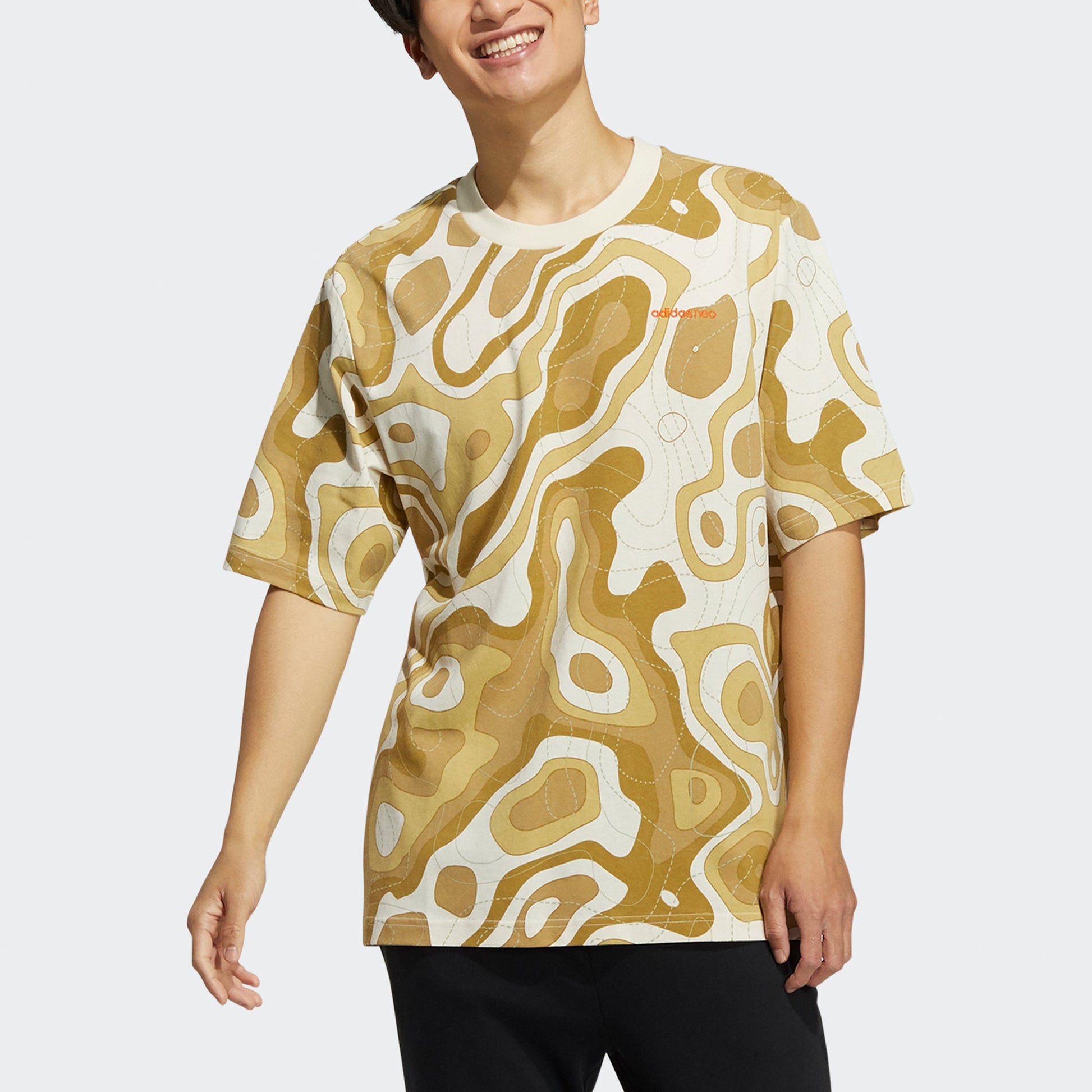 adidas neo M Cg T1 Camouflage Full Print Loose Sports Short Sleeve Yellow HE7938