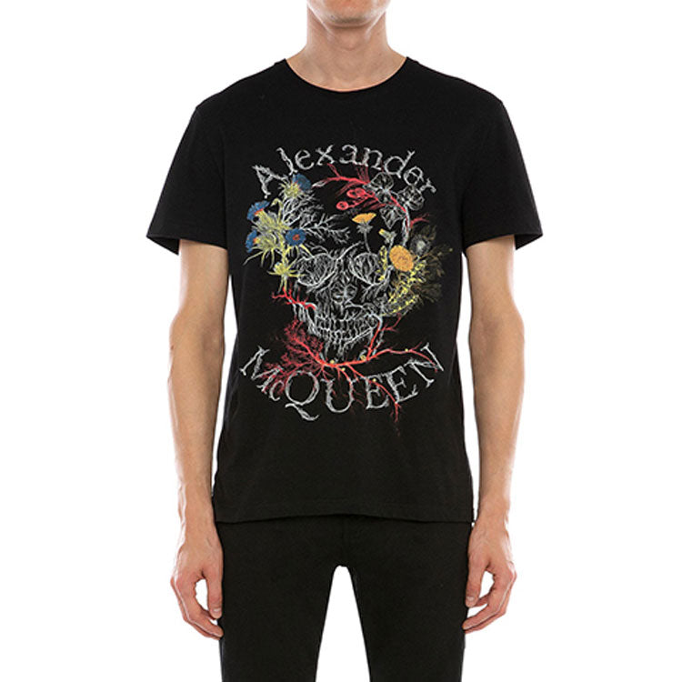 Men's Alexander McQueen Printing Short Sleeve Black 595649-QOZ59-0901