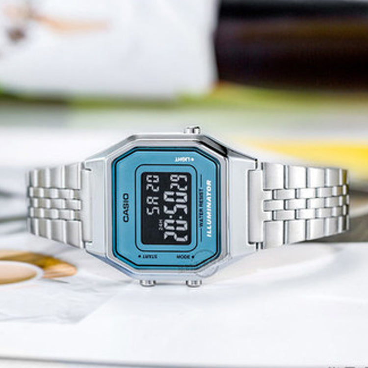 CASIO Stainless Steel Strap Quartz Waterproof Analog Unisex Blue Digital LA680WA-2B