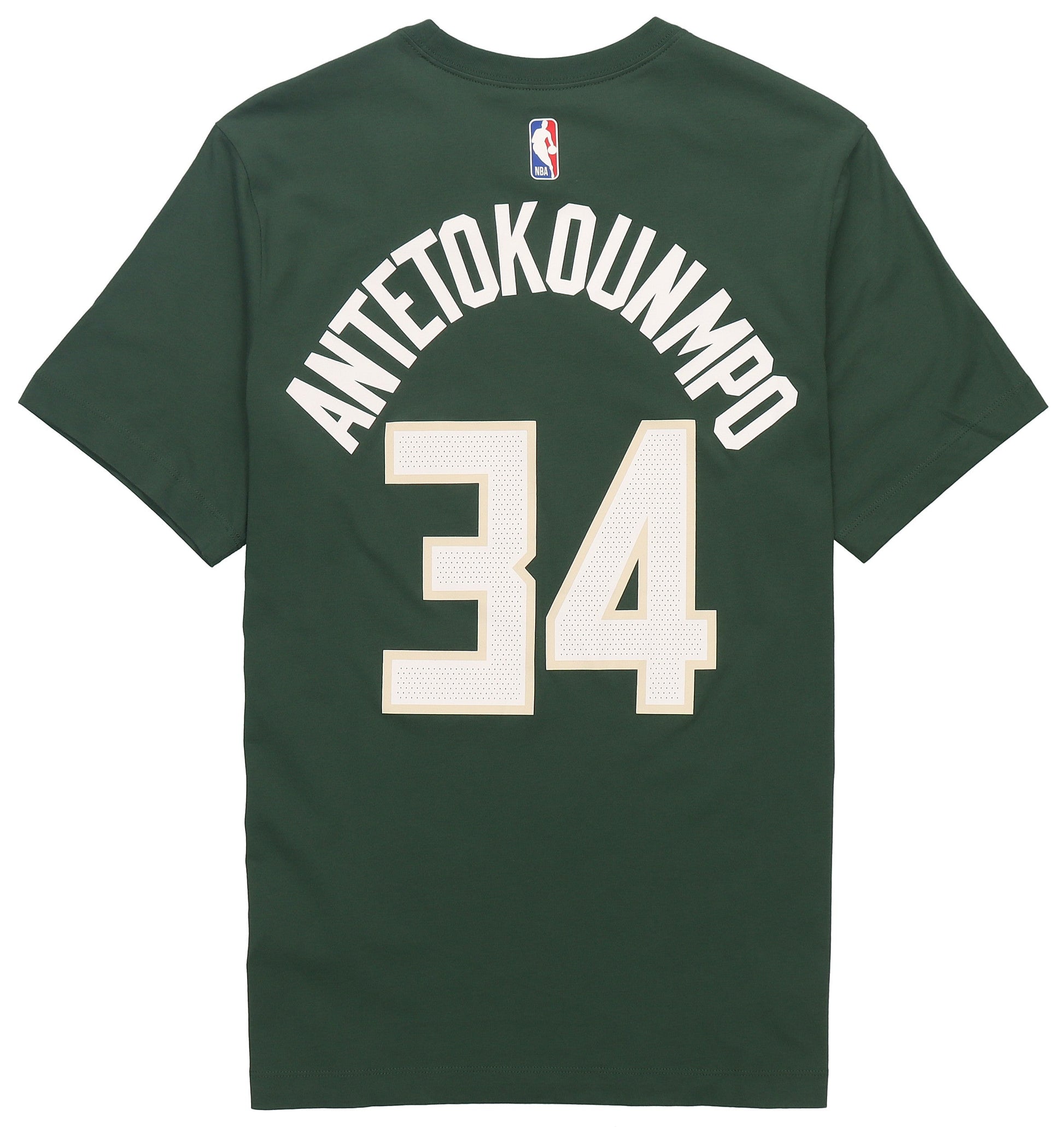 Men's Nike NBA Basketball Sports Round Neck Short Sleeve Milwaukee Bucks No.34 Green T-Shirt CV8535-326