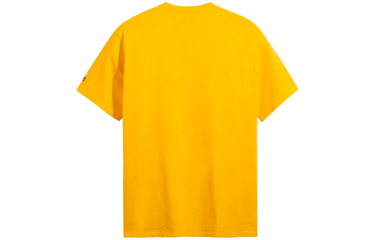 Men's Levis x Peanuts Crossover Pocket Pattern Loose Round Neck Short Sleeve Yellow 34310-0014