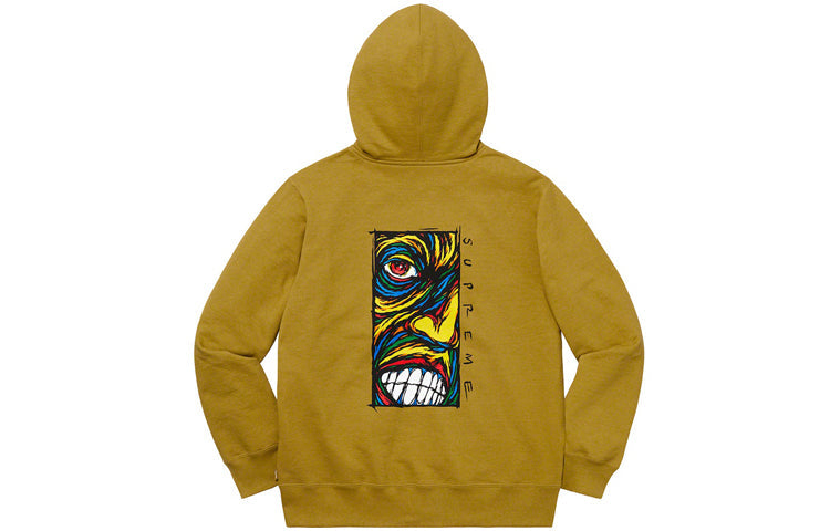 Supreme FW19 Week 13 Disturbed Zip Up Hooded Sweatshirt Dark Mustard SUP-FW19-10690