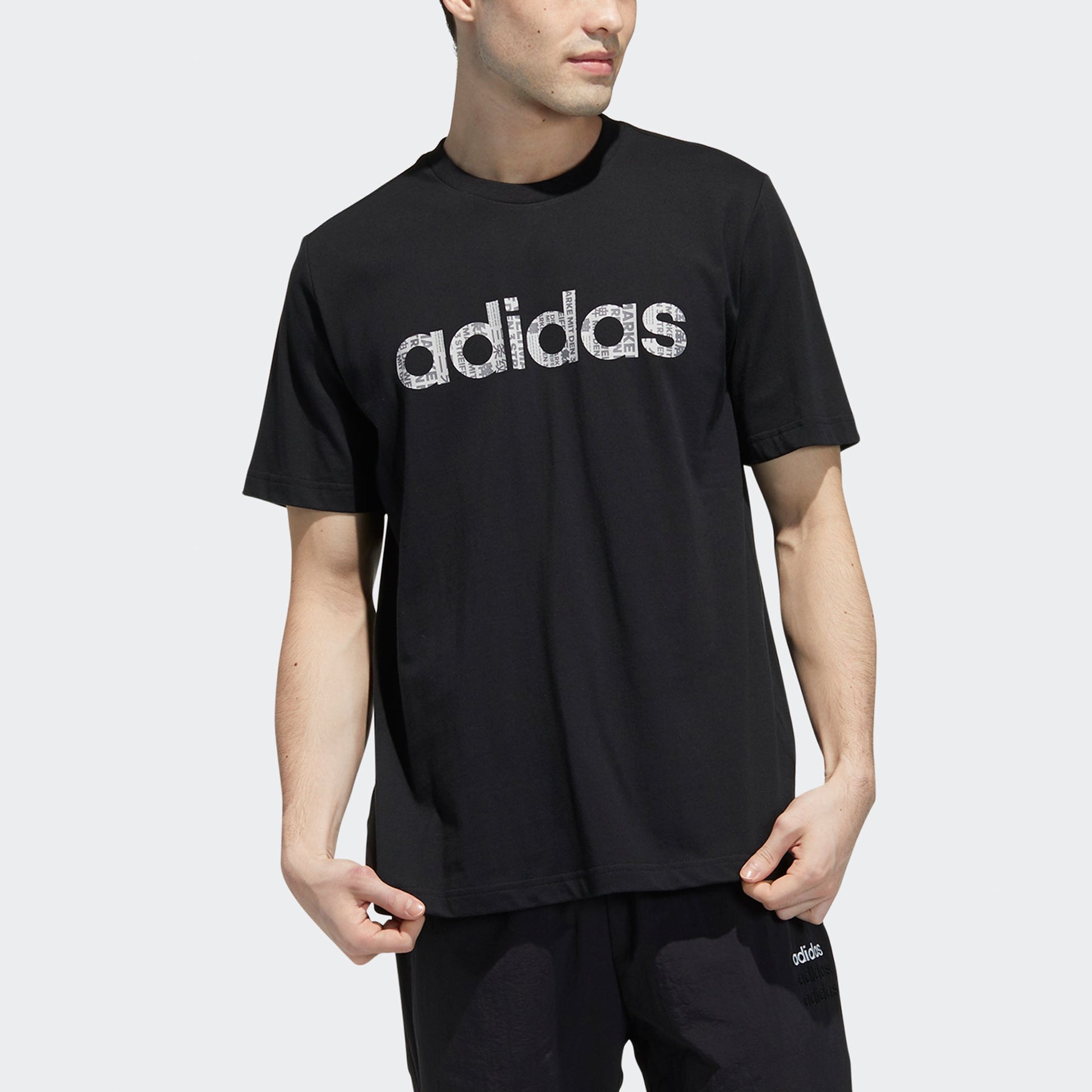 adidas neo M Ce Grph Tee1 Logo Printing Sports Short Sleeve Black GP4881