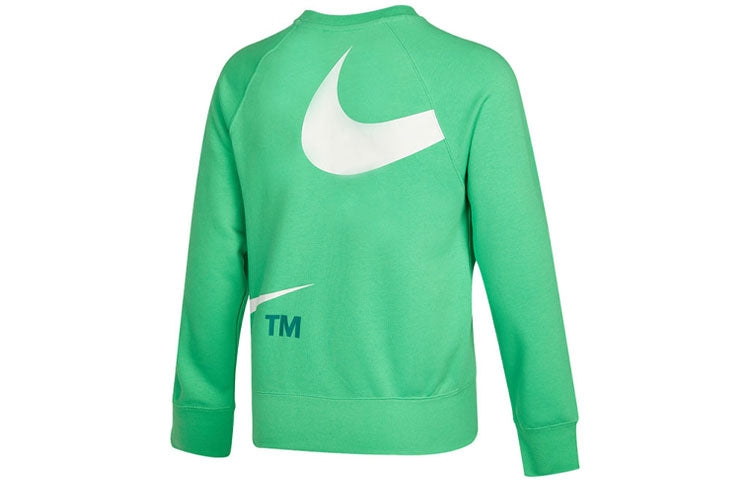 Men's Nike Swoosh Ft Crew Large Logo Printing Knit Round Neck Pullover Green DD6097-362