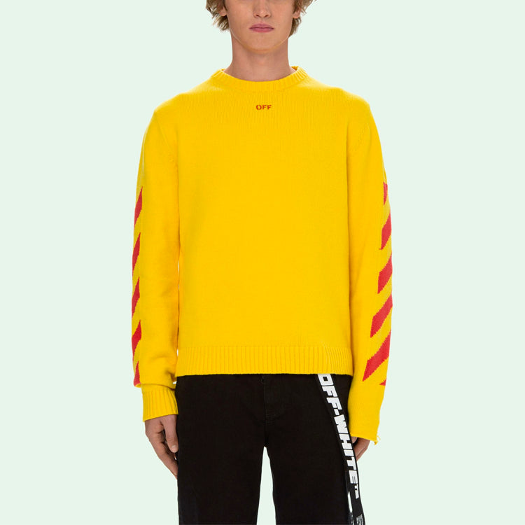 Off-White Men's SS21 Sweater Slim Fit Yellow OMHE023S21KNI0011925