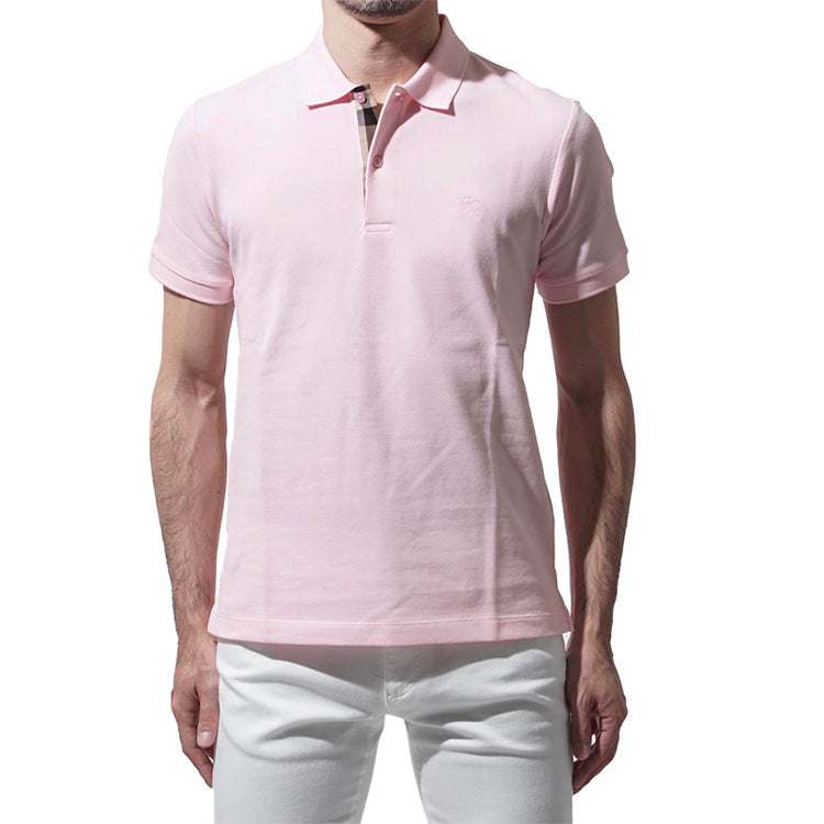 Men's Burberry Chest Micro Mark Solid Color Short Sleeve Polo Shirt Pink 39820741