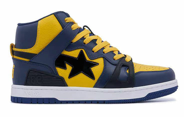 A BATHING APE Bape STA 93 High Leather 'Yellow Blue' 1J30-191-019-YELLOW