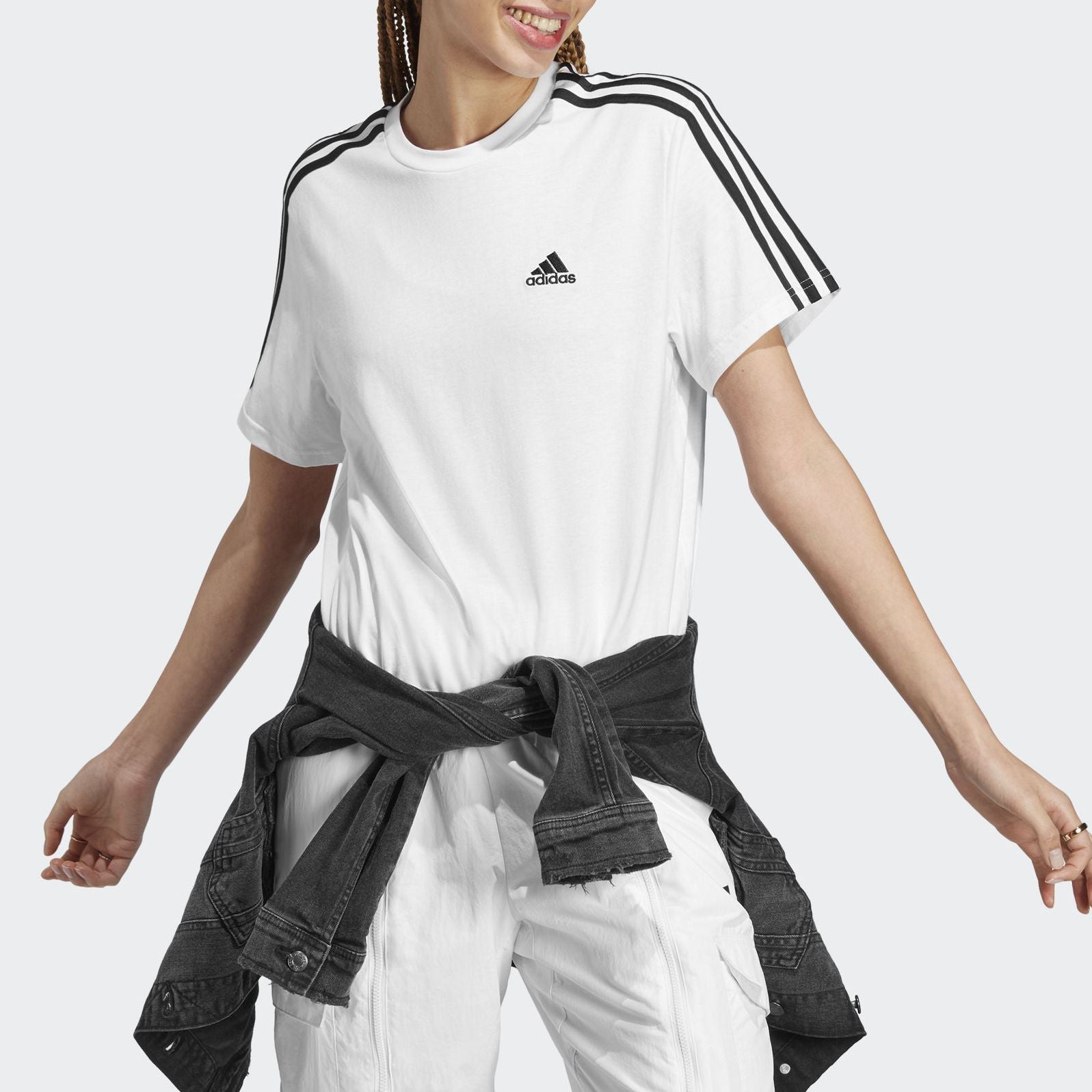 (WMNS) adidas Essentials 3-Stripes Single Jersey Crop Top Asia Sizing 'White' HR4915