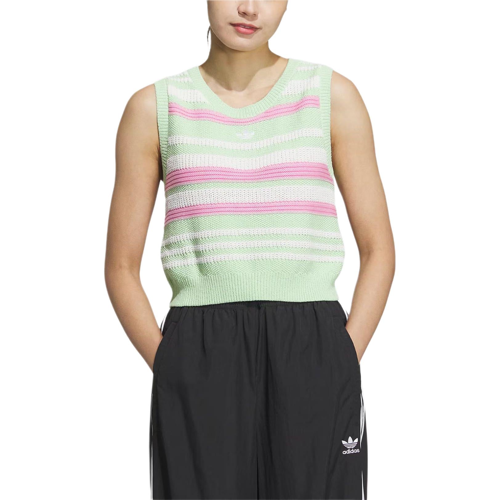 (WMNS) adidas Knitted Striped Vest Top Asia Sizing 'Green' JI7052