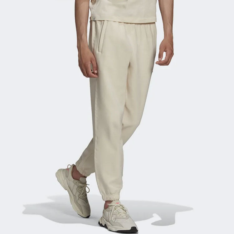 Men's adidas originals AdiColor Trefoil Sweatpants Solid Color Bundle Feet Sports Pants/Trousers/Joggers Creamy White HD2752