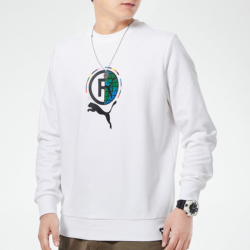 PUMA Game Graphic Crewneck Sweatshirt 'White Black Green' 531416-02