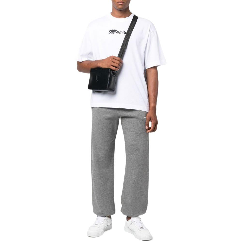 Men's Off-White SS22 Solid Color Stripe Drawstring Sports Pants/Trousers/Joggers Loose Fit Gray OMCH029F22FLE00808010801