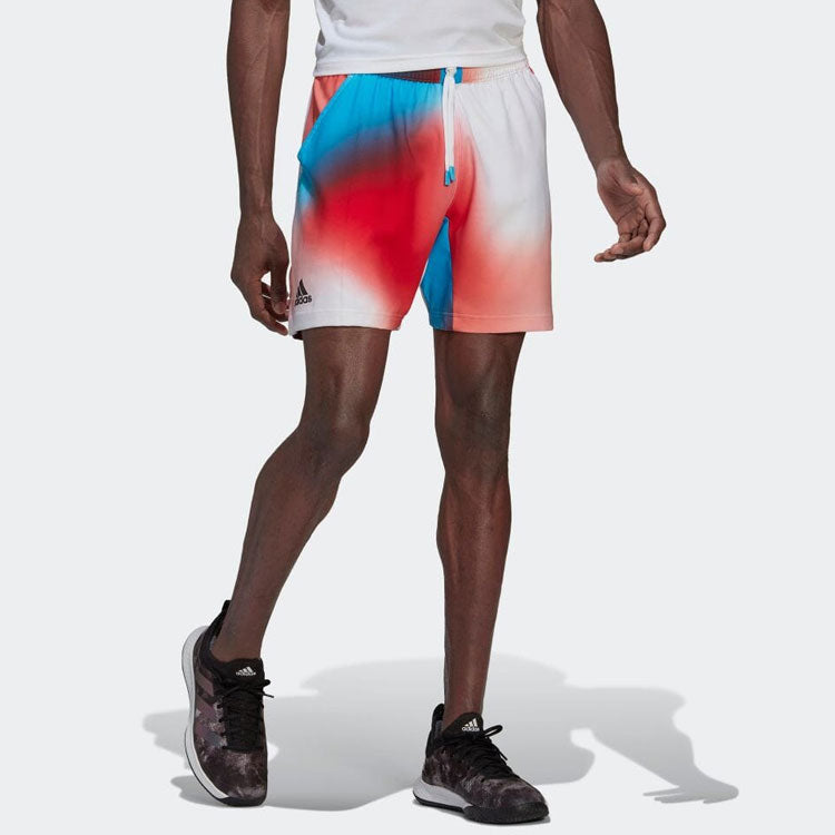 Men's adidas Tie Dye Colorblock Drawstring Sports Straight Casual Shorts White H61965