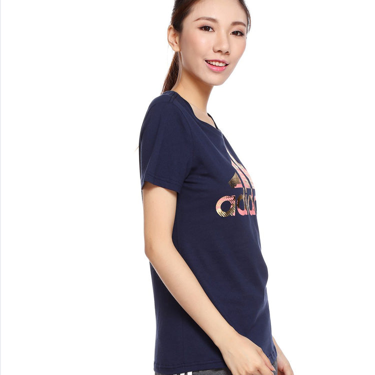 (WMNS) adidas Training Round Neck Short Sleeve Navy Blue CD1954
