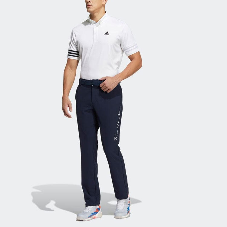 Men's adidas Solid Color Button Straight Casual Pants/Trousers Blue HA3270