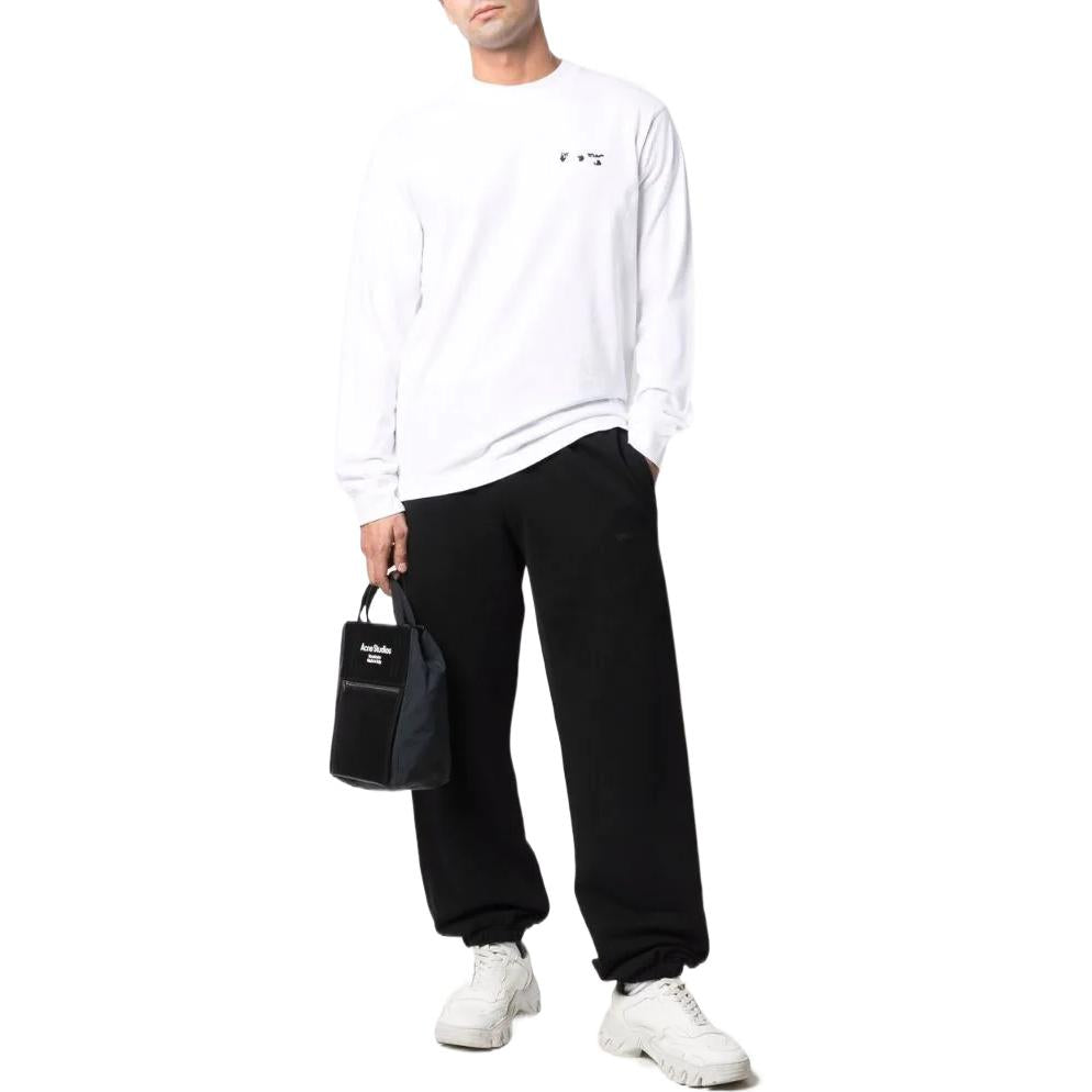 Men's Off-White SS22 Logo Round Neck Long Sleeves Version White OMAB064C99JER00401100110