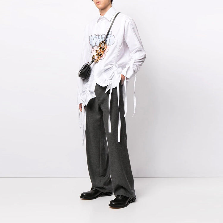 Off-White SS21 Graffiti Logo Printing Long Sleeves Shirt White OMGA144R21FAB0010141
