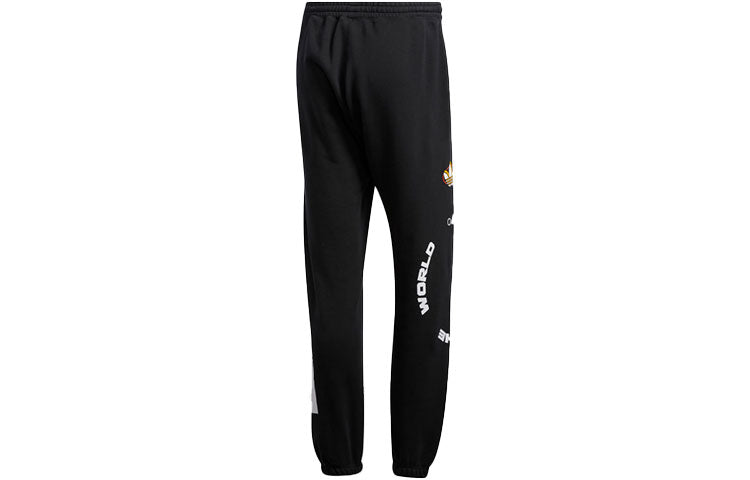 Men's adidas originals Alphabet Printing Bundle Feet Sports Pants/Trousers/Joggers Black GD2135