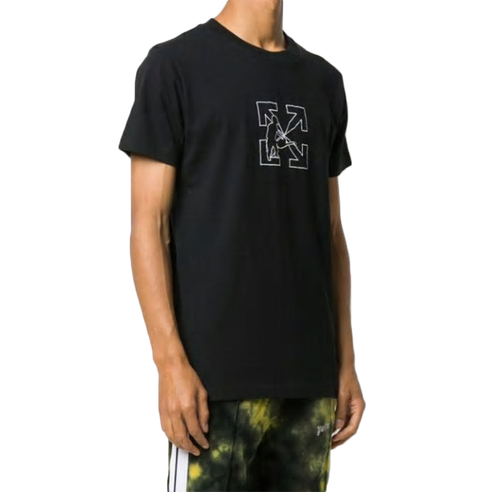 Men's Off-White Arrow Printing Black T-Shirt OMAA027E20JER0101001