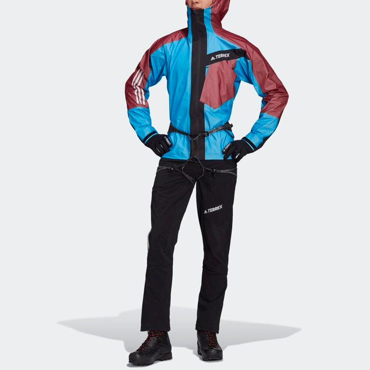Men's adidas originals Colorblock Splicing Hooded Track Jacket Blue H57721