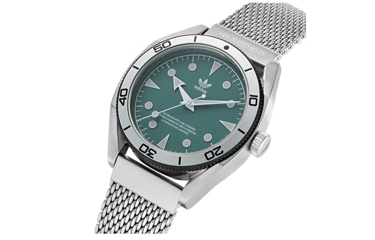 adidas Unisex Silver Tone Mesh Band Watch 'Green Silver' AOFH220052I