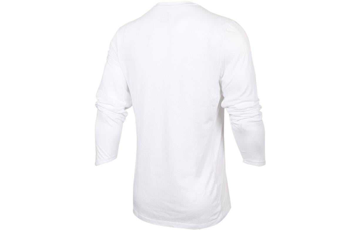 Men's Nike Solid Color Alphabet Printing Round Neck Pullover Sports Long Sleeves White T-Shirt 830945-100