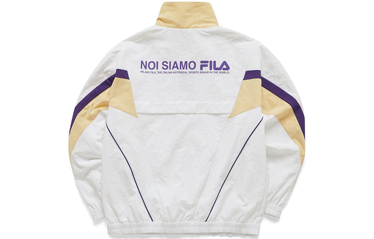 FILA FUSION Logo Printing Contrasting Colors Stand Collar Sports Jacket Yellow T11W111701F-YE