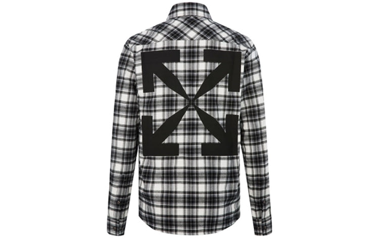 Off-White FW21 Plaid Large Arrow Printing Pattern Long Sleeves Shirt Version Black OMGA133R21FAB0021000-1